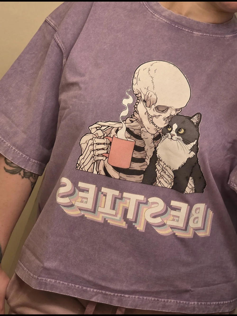 Besties Cat Graphic Tee - Lavender